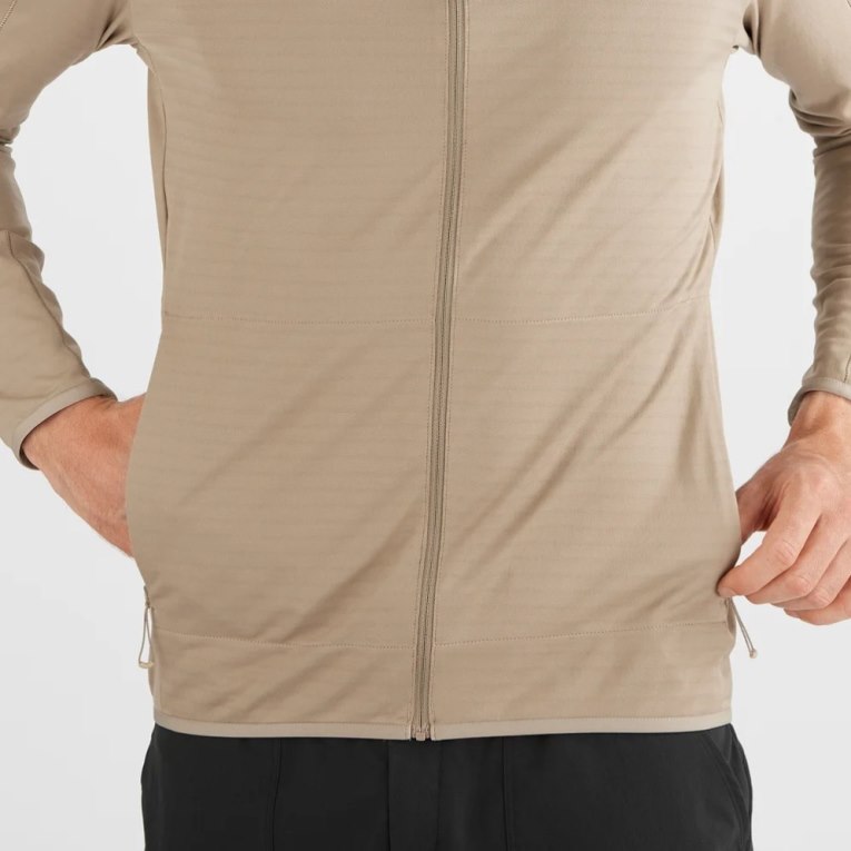 Beige Salomon Essential Lightwarm Full Zip Men's Jackets | IE RJ8691